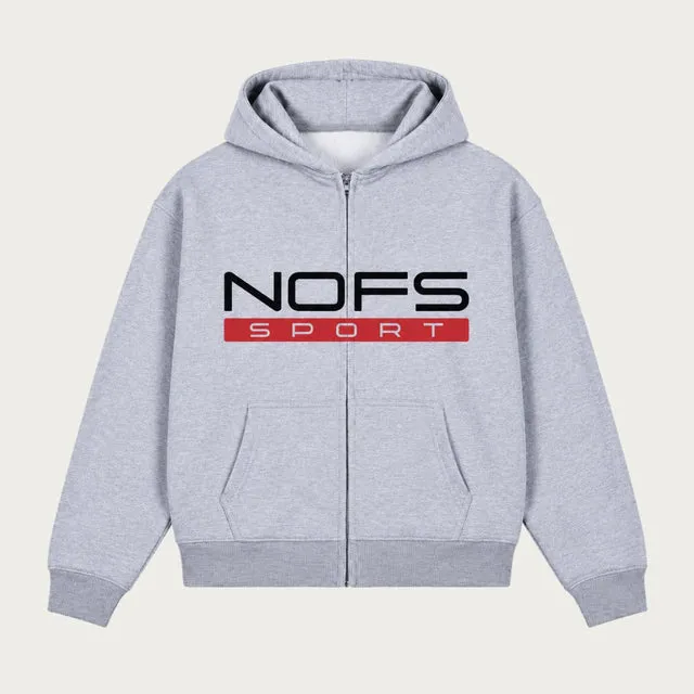 Grey None of Us NOFS SPORT Zipper Hoodie - Official None of Us Grey None of Us "NOFS SPORT" Zipper Hoodie